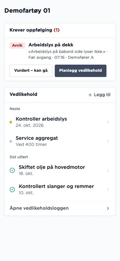 Innmeldt avvik, planlagt service på aggregat og utført vedlikehold i Kveile.